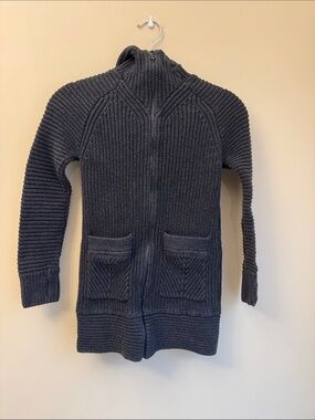 Ivivva Charcoal Zip-Up Cable Knit Sweater Hoodie Size 12